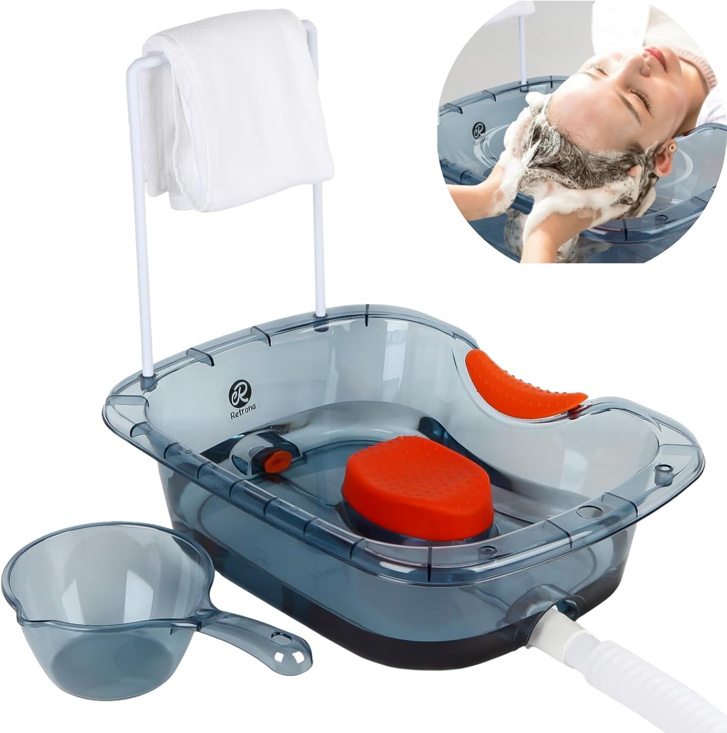 Lavabo de lavado de cabello para postrado en cama – Cuenco de champú portátil y lavabo en casa para ancianos – Bandeja de lavado de cabello para