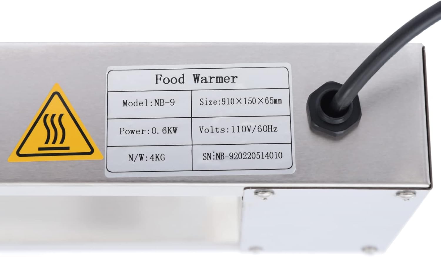 Lámpara eléctrica comercial de calor de alimentos de 36 pulgadas, 110 V, 600 W, calentador de alimentos con temperatura ajustable de 30  a 185.0 F,