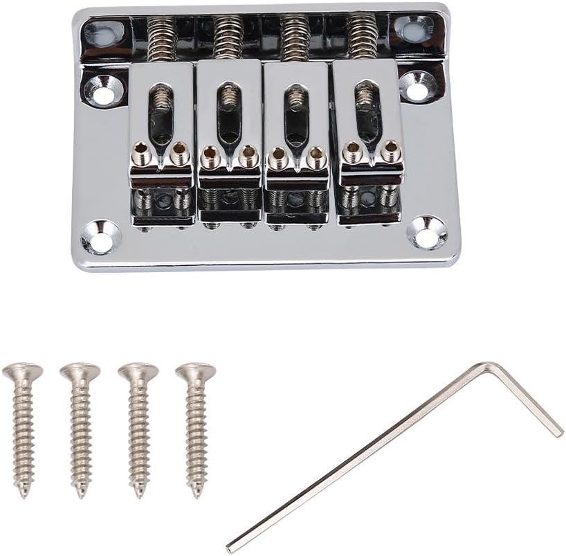 Bnineteenteam Puente de guitarra eléctrica de metal fijo Hardtail Saddle Bridge para 4 cuerdas Cigarbox Guitarra eléctrica Bajo Ukelele con juego de