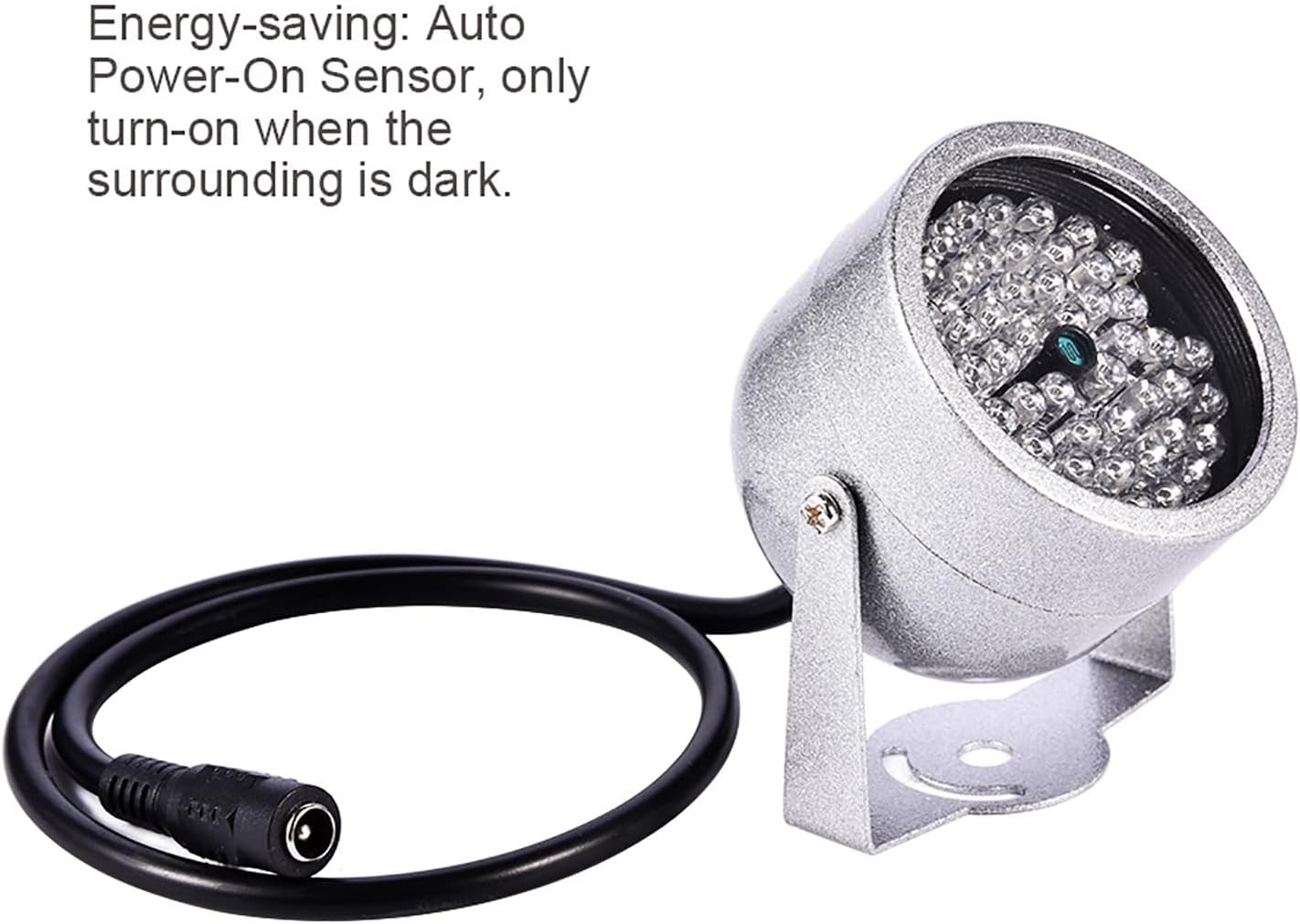 Ejoyous Iluminador infrarrojo, 48 luces LED IR iluminador 60 grados gran angular impermeable infrarrojo luz de visión nocturna para interior y