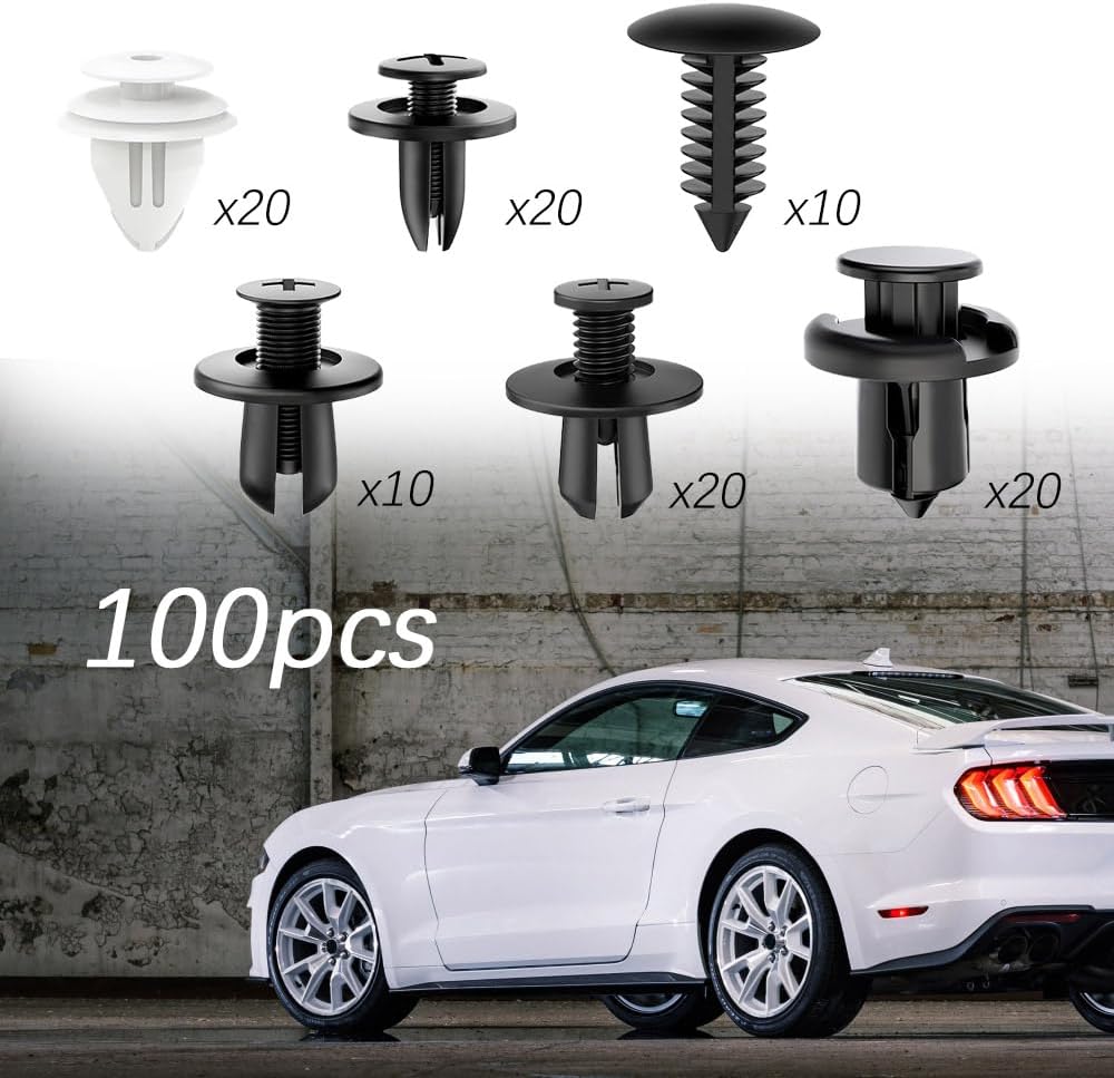 100 clips de retención de parachoques de automóvil, clips de retención de empuje para automóvil, clips de guardabarros para panel de moldura de