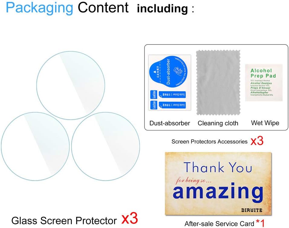 Suoman Paquete de 3 protectores de pantalla para Michael Kors Access MKGO, película protectora de pantalla de vidrio templado ultrafino de dureza