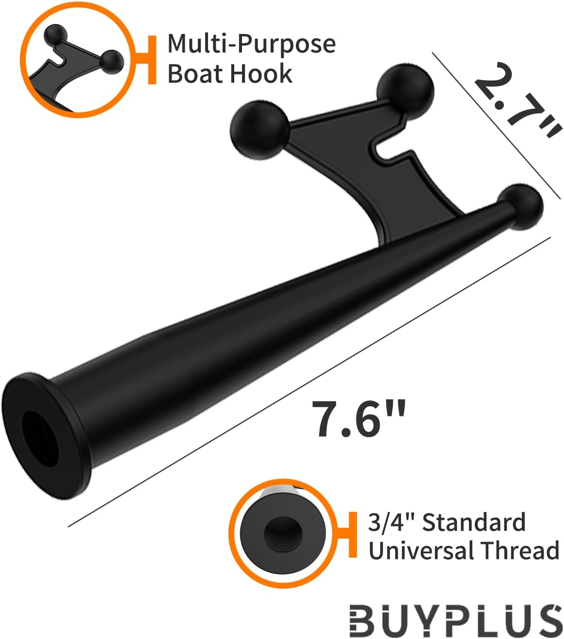 Buyplus Poste de gancho telescópico para barco, gancho para embarcación con poste de extensión telescópico de aluminio de 12 pies, mango