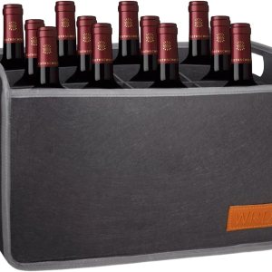 Bolsa de vino para 12 botellas, bolsa reutilizable para vino, bolsas de vino acolchadas térmicas aisladas para botellas de vino, viajes, campamento Bolsa de vino para 12 botellas, bolsa reutilizable para vino, bolsas de vino acolchadas térmicas aisladas para botellas de vino, viajes, campamento