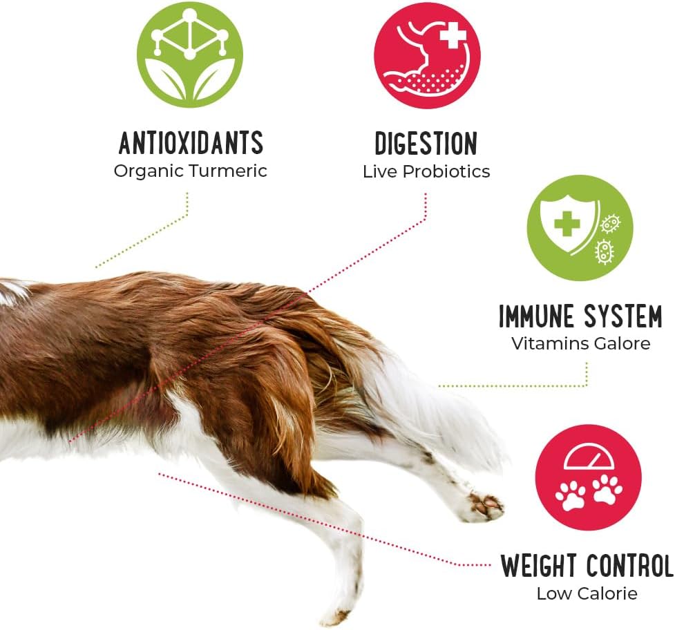 iHeartDogs Decoración de comida para perros  Condimento de comida cruda liofilizada para perros  Mezclador de comida de superalimentos sin granos