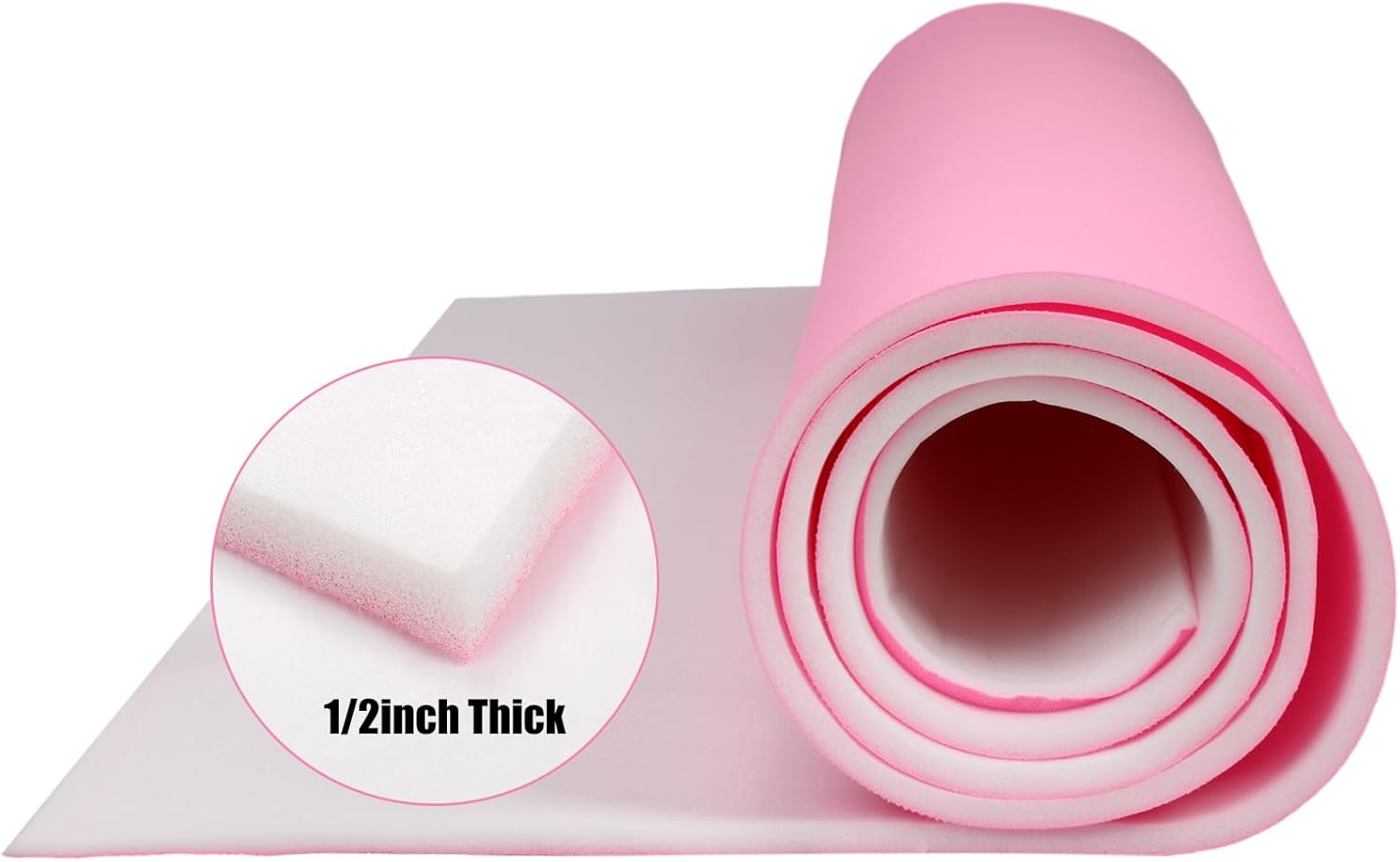 Cojín de espuma de polietileno de 59 pulgadas de ancho, 3 yardas de largo, espuma gruesa, relleno de espuma personalizable (rosa, 12 pulgada de
