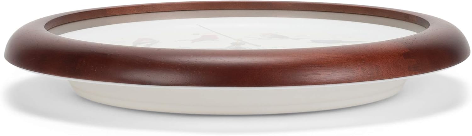 Mark Feldstein Audubon – Reloj de pared con diseño de pájaro cantante, marco de madera con acabado de cerezo de 13 pulgadas