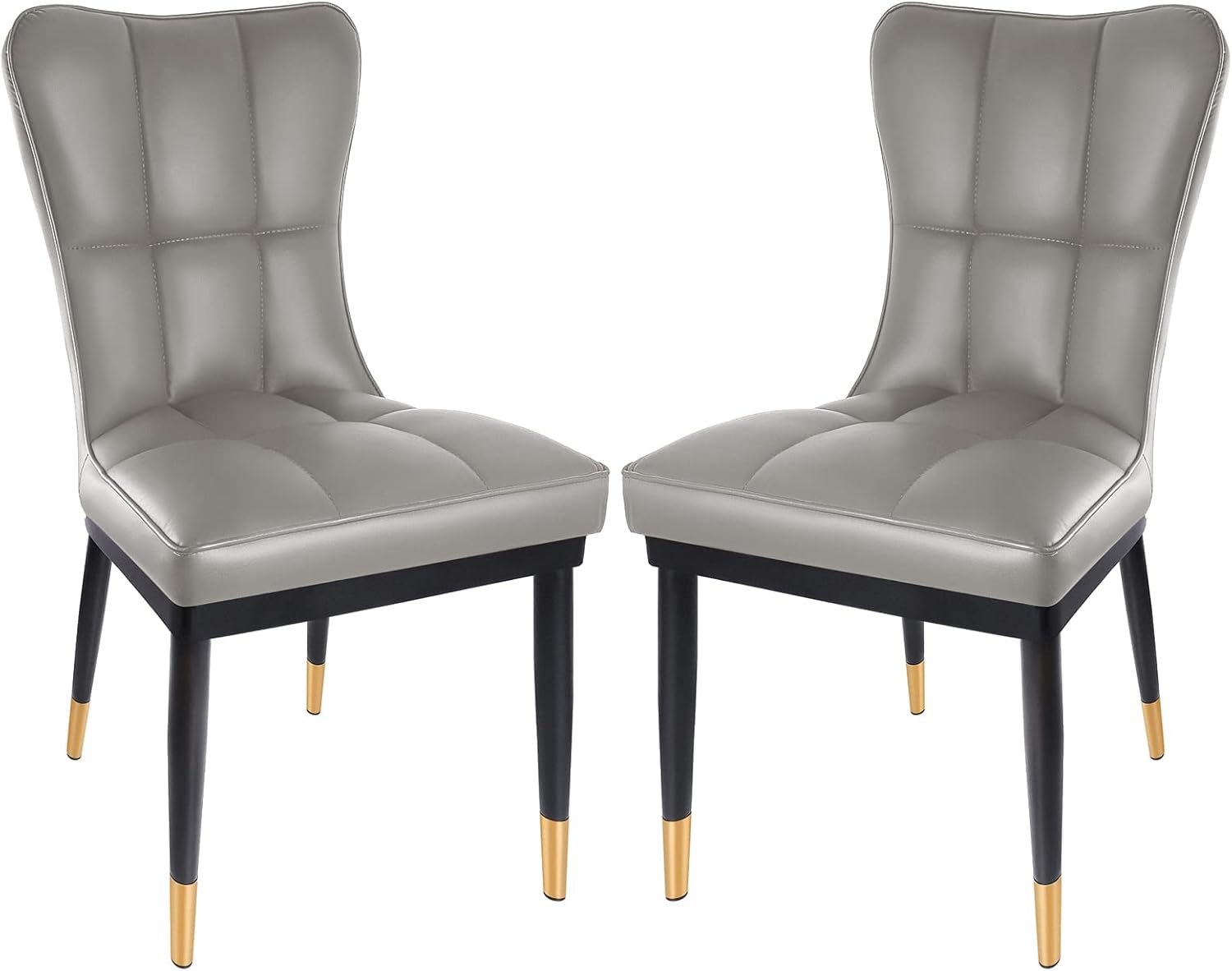 Juego de 2 sillas de comedor de piel sintética con respaldo alto, modernas y resistentes, tapizadas, asiento acolchado de esponja profunda con patas