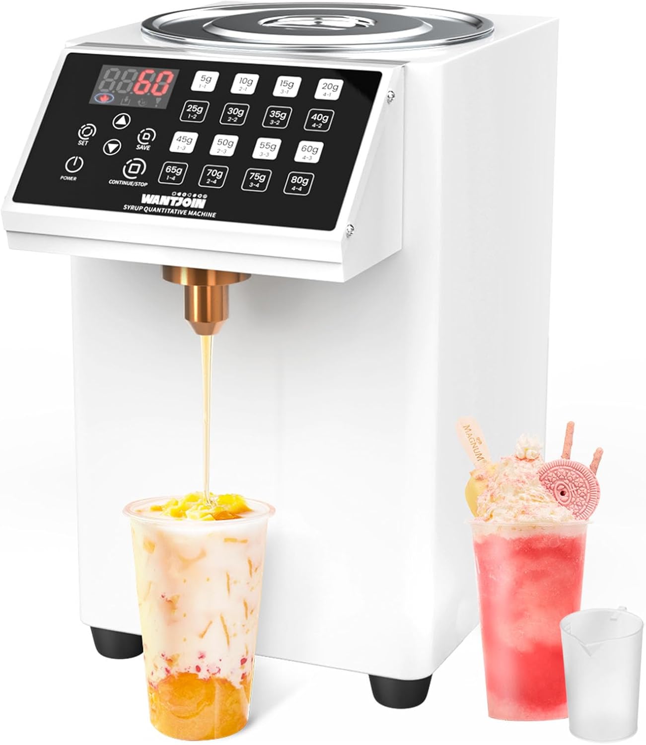 WantJoin Dispensador automático de fructosa para uso comercial, dispensador de jarabe de acero inoxidable para equipos de té de burbujas, máquina