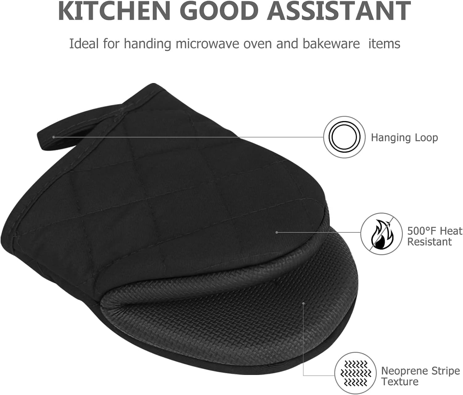 1 par de guantes cortos para horno con soporte para ollas, guantes de silicona para horno de cocina, resistentes al calor, 500 , mini guantes para