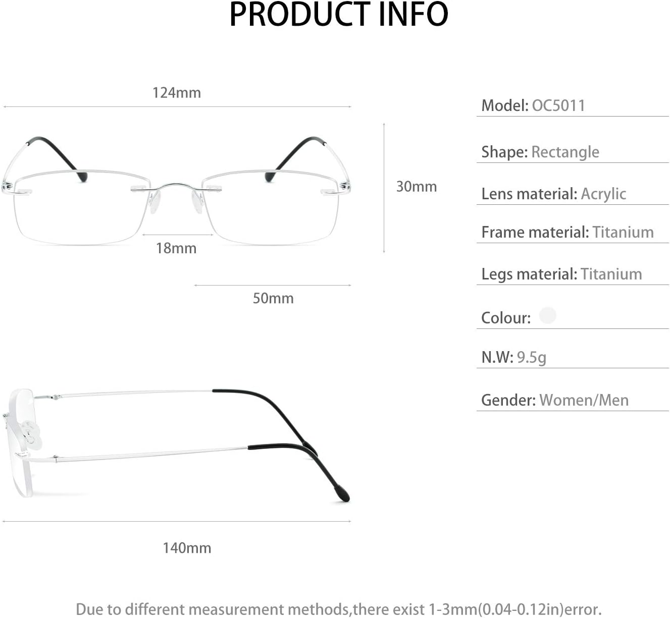 OCCI CHIARI Gafas de lectura 2.0 para hombre y mujer, lectores sin marco, bisagra de resorte duradera 1.0 1.25 1.75 2.0 2.25 2.50 2.75 3.0 3.5