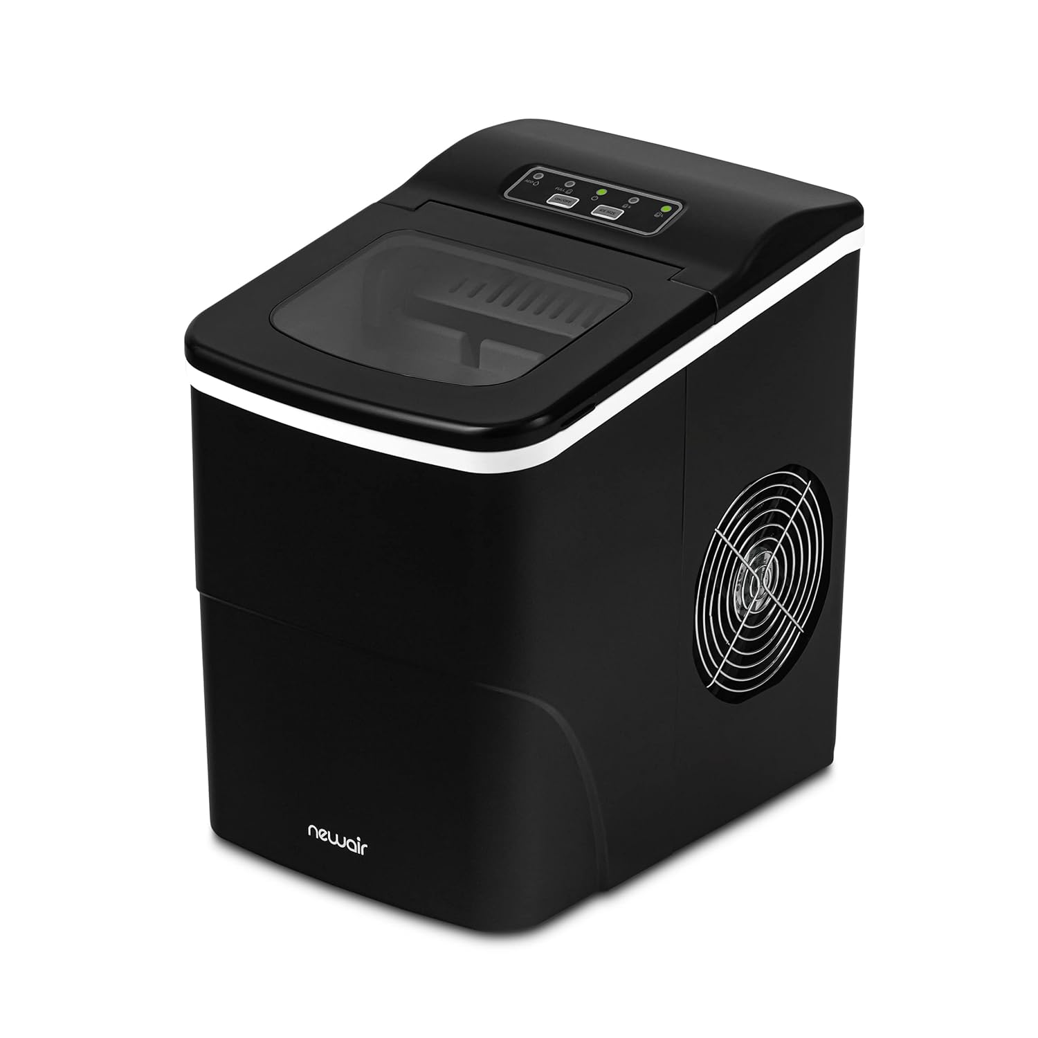 Newair Máquina de hielo para encimera, negro mate, portátil y ligera, control intuitivo, tamaño de hielo grande o pequeño, piezas fáciles de limpiar