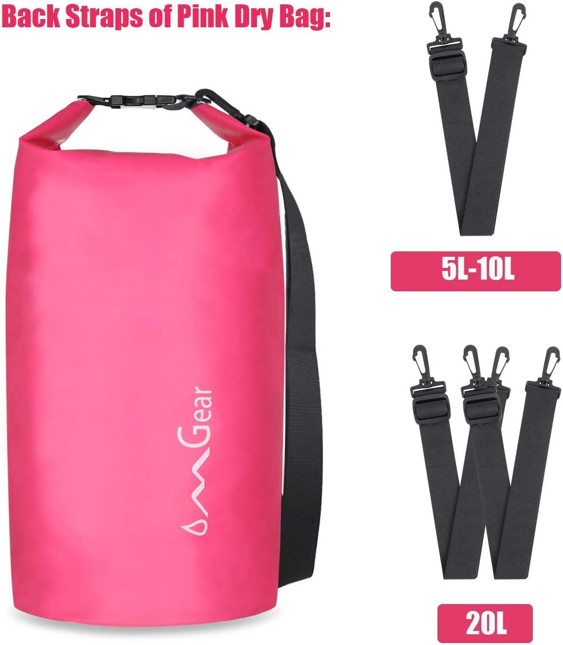 OMGear Mochila impermeable, bolsa impermeable para teléfono, 40, 30, 20, 10 y 5 L, flotante, saco seco para kayak, lancha, vela, piragüismo,