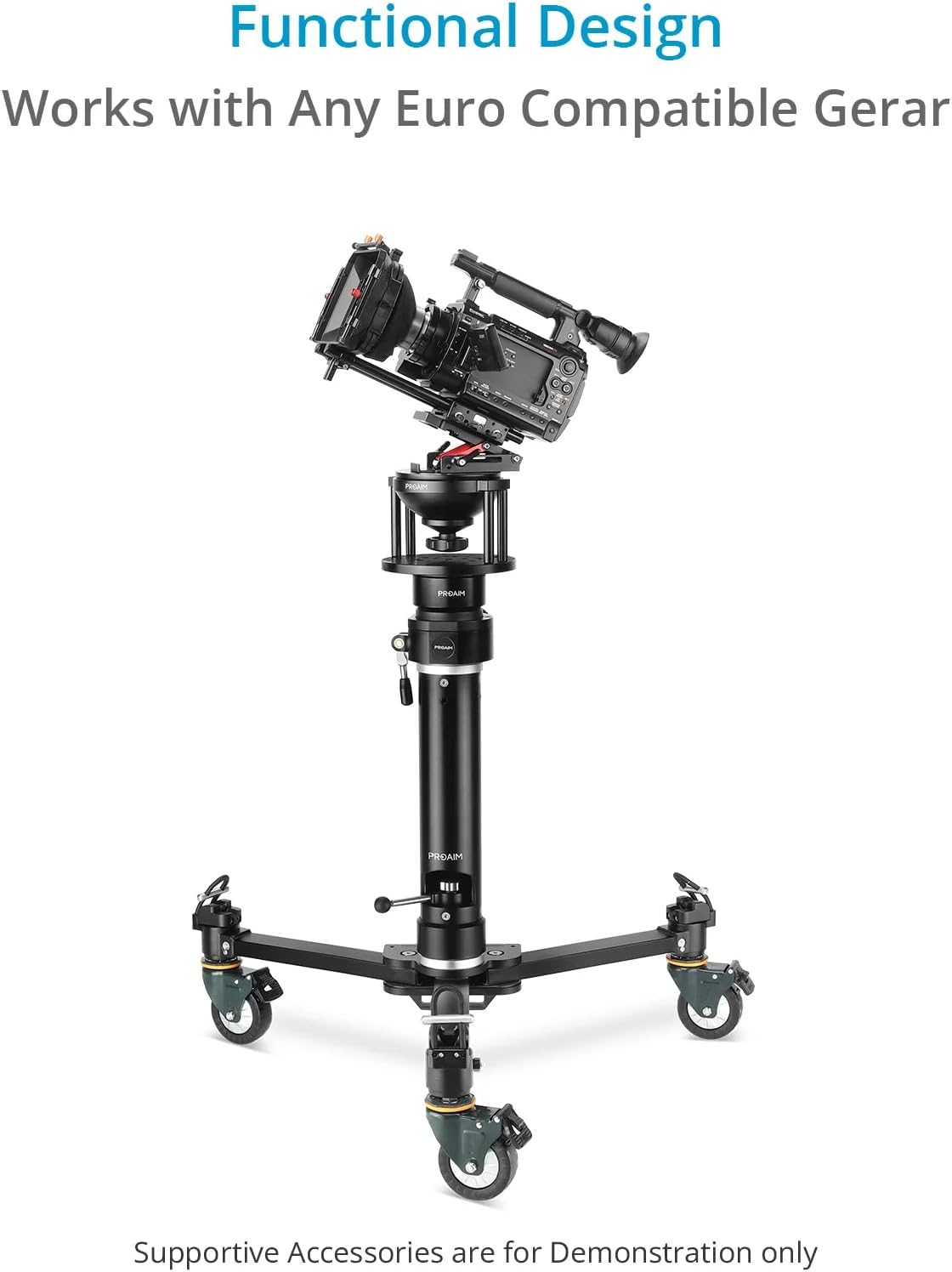 PROAIM Adaptador giratorio de 360 EuroElemac para Euro Mount Cine Dolly, Bazooka, JibCrane Etc. Suave giro de 360, con freno de rotación. Robusto y