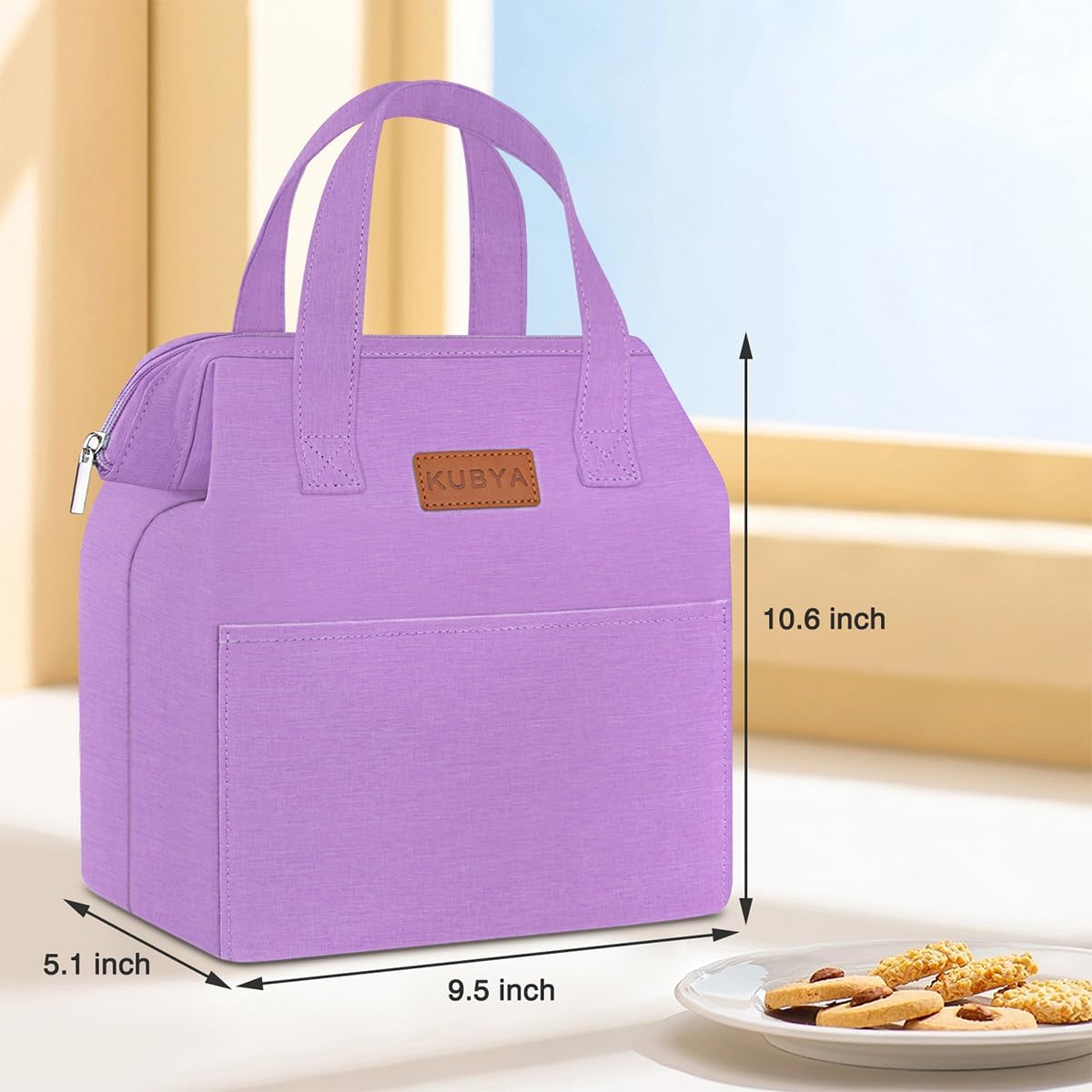 KUBYA Lonchera simple para mujeres y hombres, bolsa de almuerzo aislada y 1 bolsa de almacenamiento, bolsa de almuerzo simple reutilizable para el