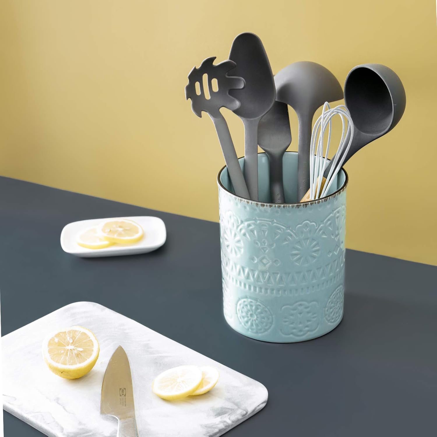 LIFVER Soporte para utensilios de cocina, 6.6 pulgadas para encimera de cocina, utensilios de cocina de cerámica para decoración de cocina, mesa,