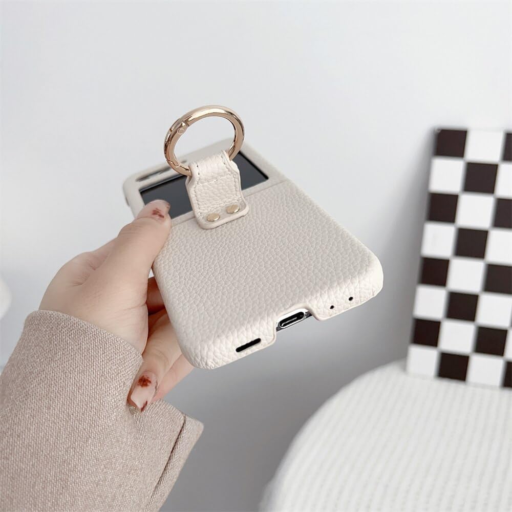 Funda de piel sintética con soporte de anillo para Samsung Galaxy Z Flip 5 4 3 5G Z Flip3Flip4Flip5 mate retro lujo a prueba de golpes vintage