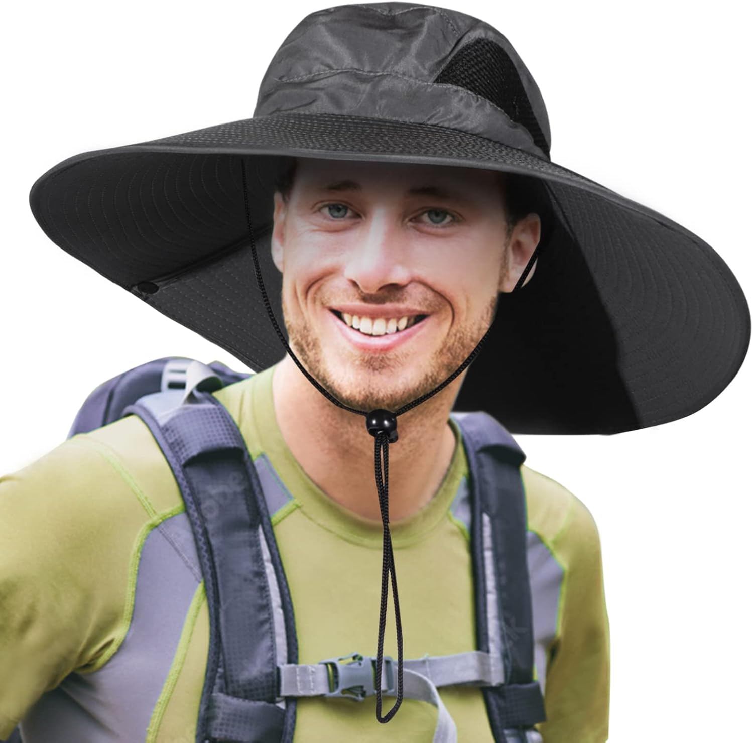 Sombrero de sol de ala súper ancha para hombres y mujeres, camuflaje verde.., Gris (Deep Grey)