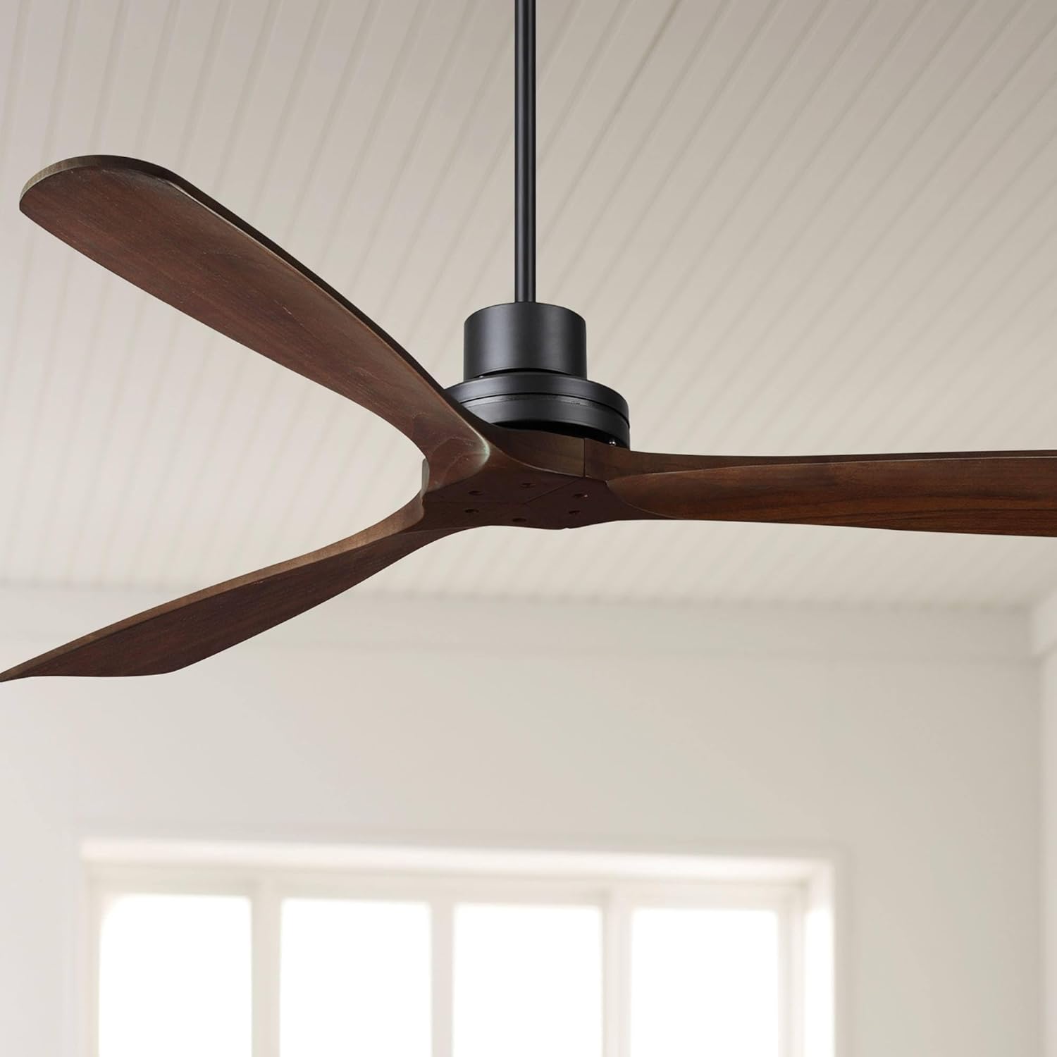 Casa Vieja Delta-Wing XL DC – Ventilador de techo industrial moderno de 66 pulgadas con control remoto negro mate nogal oscuro para sala de estar,