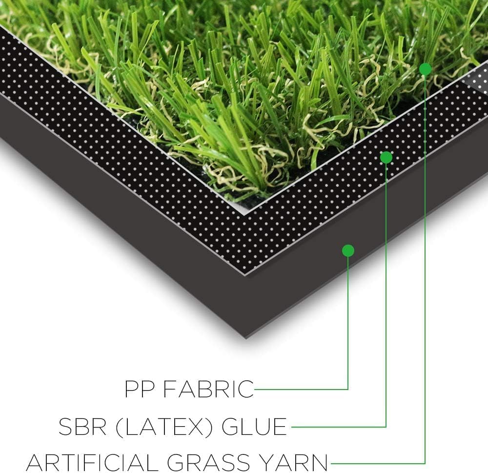 Alfombra de césped artificial de 13 x 6 pies, para interiores y exteriores, alfombra de césped sintético con agujeros de drenaje, alfombra de césped