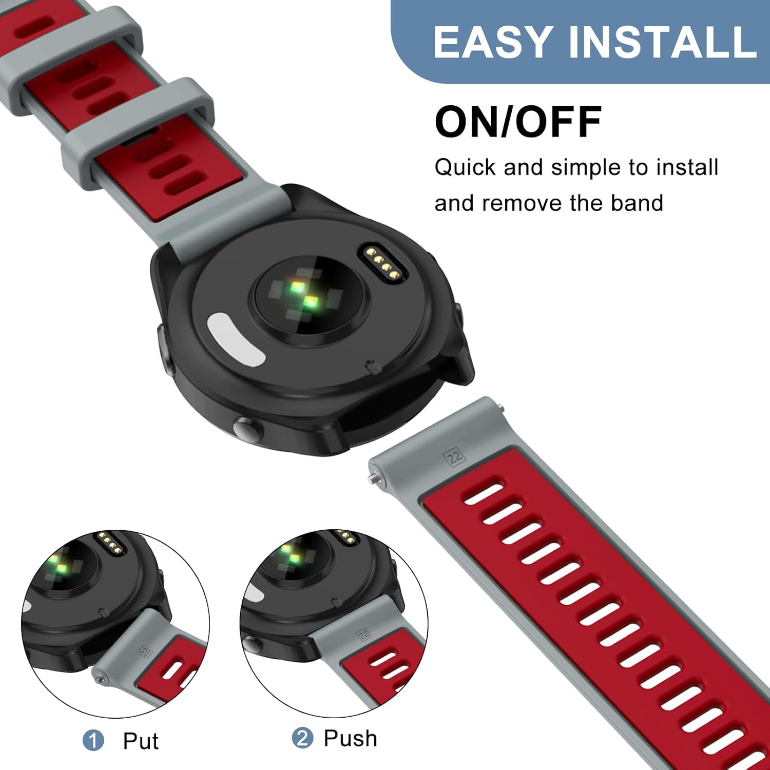 ISABAKE Correa de reloj para Garmin Forerunner 965Forerunner 955Forerunner 945Forerunner 935, bandas de repuesto de silicona suave de 0.866 pulgadas