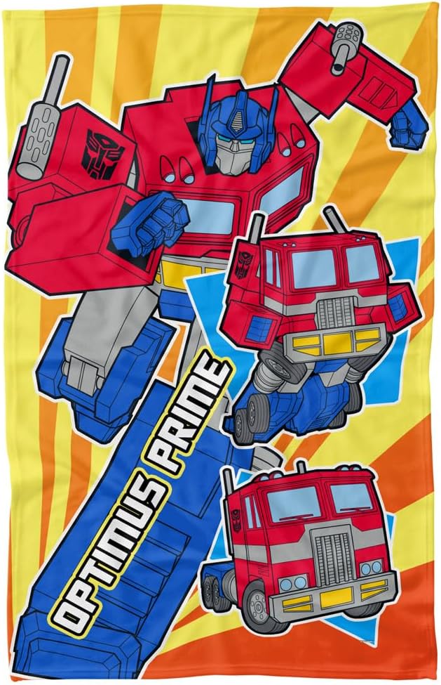 LOGOVISION Manta Transformers, 36 x 58 pulgadas, Optimus Prime Transform Fleece Blanket