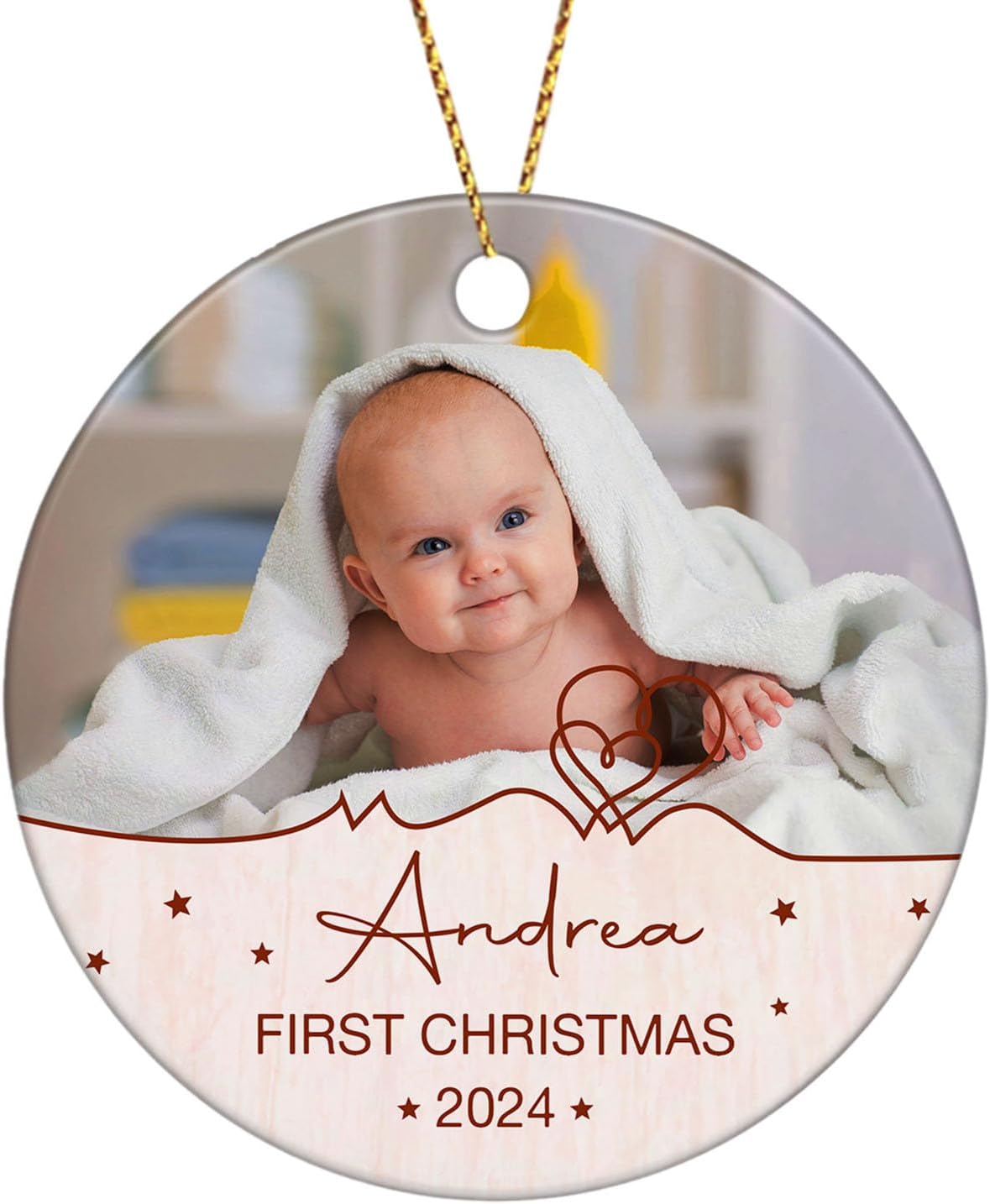 Adorno de cerámica personalizado para la primera Navidad, regalo personalizado para bebé de parte de los padres, adorno de recuerdo de Navidad del