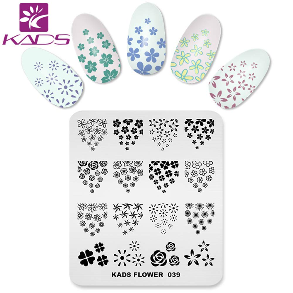 KADS Nail Art Stamp Plate Flower Series Placa de estampado de uñas Plantilla Placa de imagen Placa de arte de uñas Herramienta de decoración de