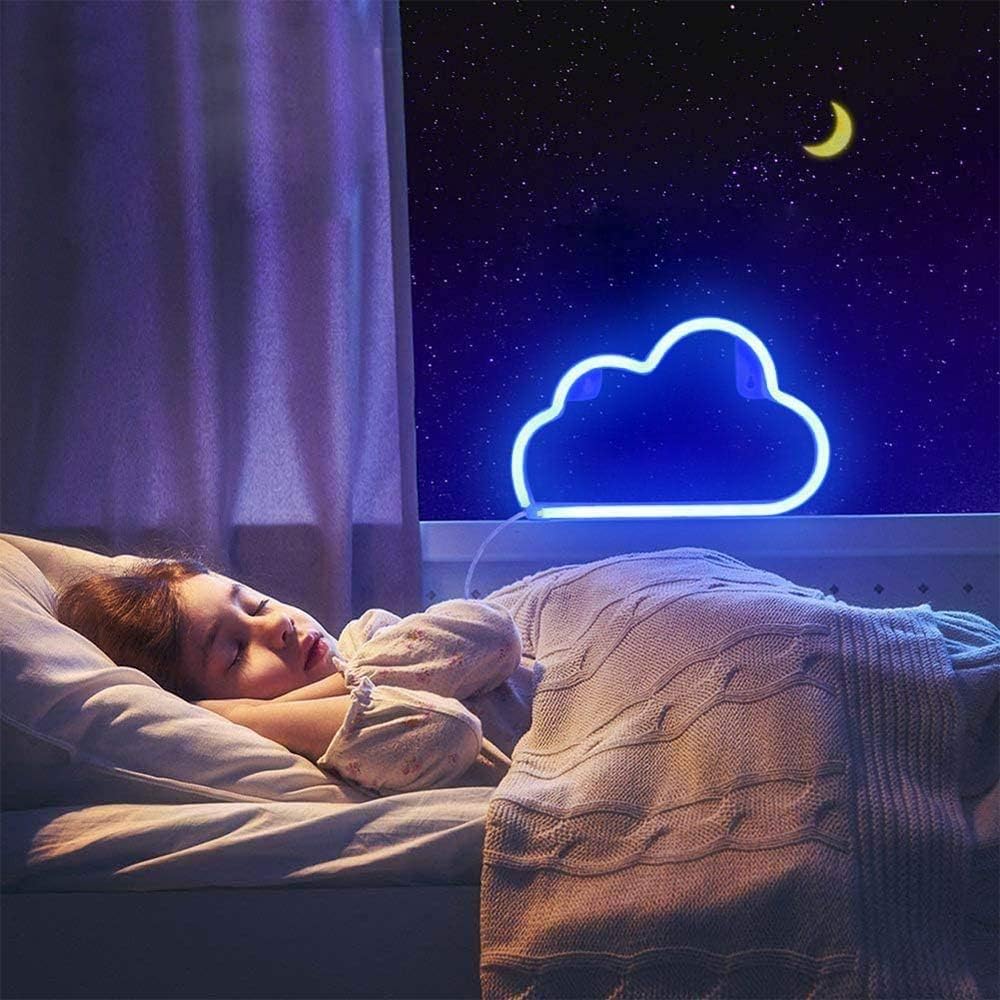 YouOKLight Letrero de nube de neón, luz LED de nube, luces de noche, luces de neón alimentadas por batería o USB, para decoración de pared,