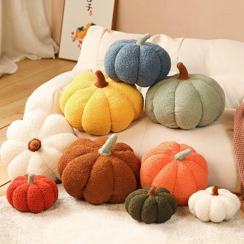 DRTRU Almohada de calabaza, cojín de calabaza 3D de Halloween, juguete de felpa suave de calabaza para decoración de muebles, Acción de Gracias,