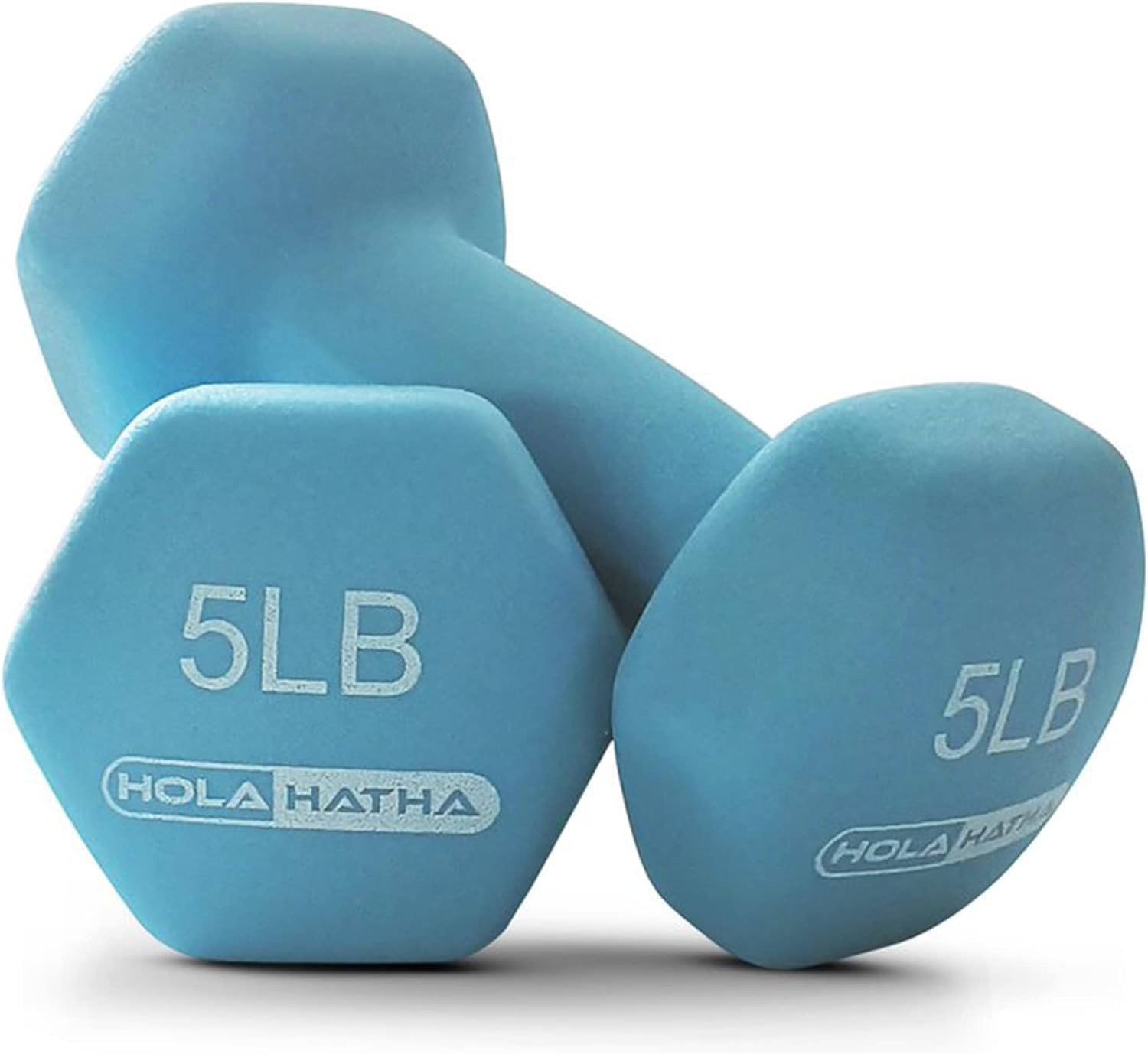 HolaHatha Juego de mancuernas de neopreno de 2, 3, 5, 8 y 10 libras con estante, ideal para ejercicios en casa para ganar tono y definición, color