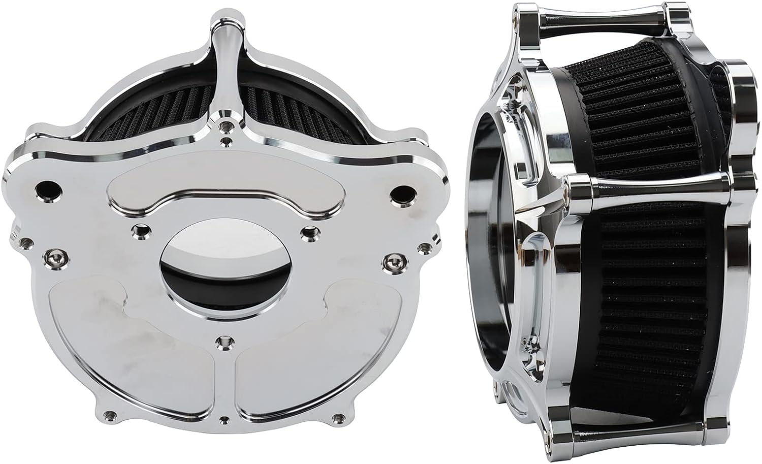 Filtro de aire de admisión de motocicleta Sistema de filtro de aire cromado Kit de filtros para Harley Touring 2008-2016 Road King Electra Glide