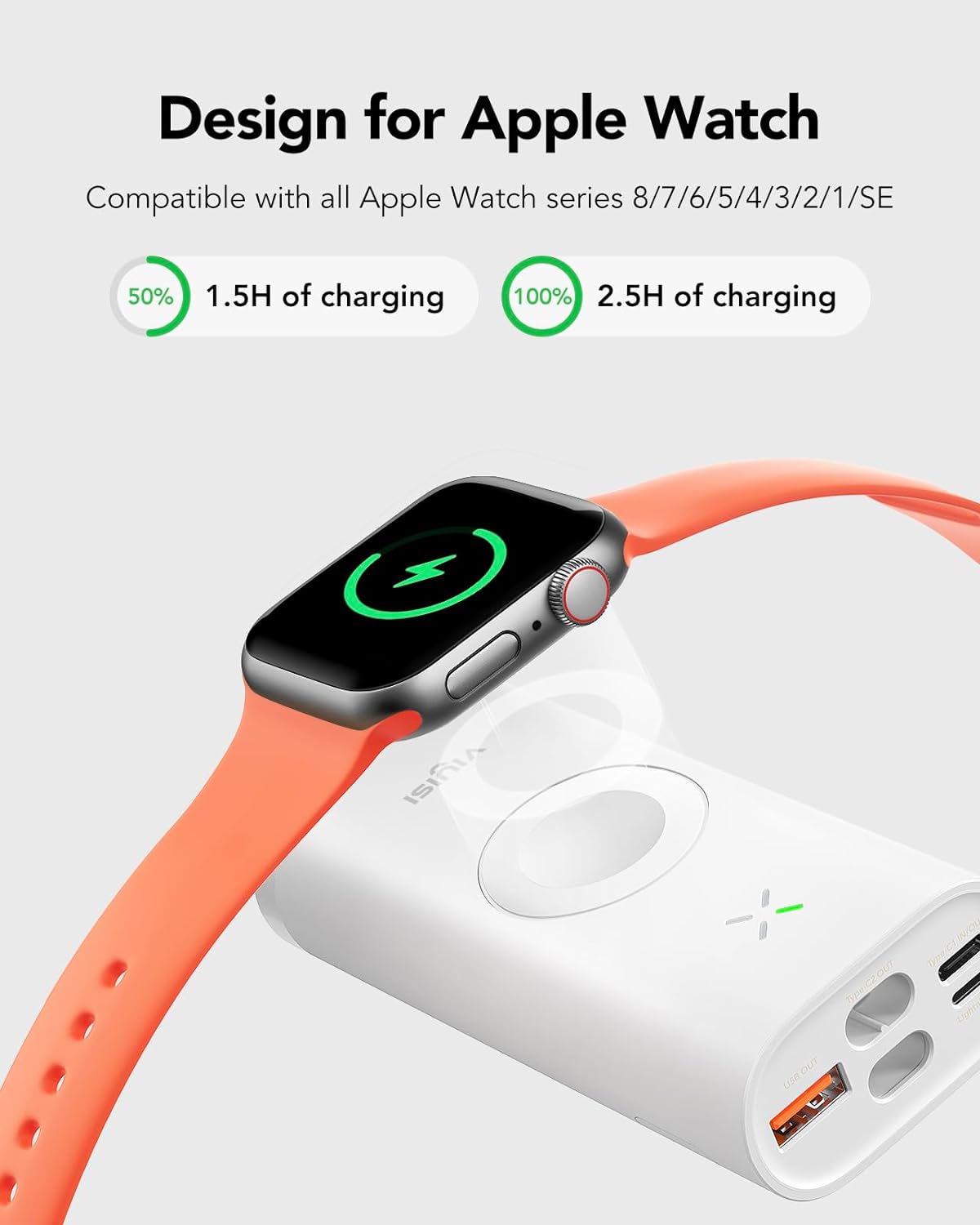 Cargador portátil para Apple Watch y iPhone, batería externa de 10000 mAh, 20 W PD de carga rápida, compatible con Apple Watch Series