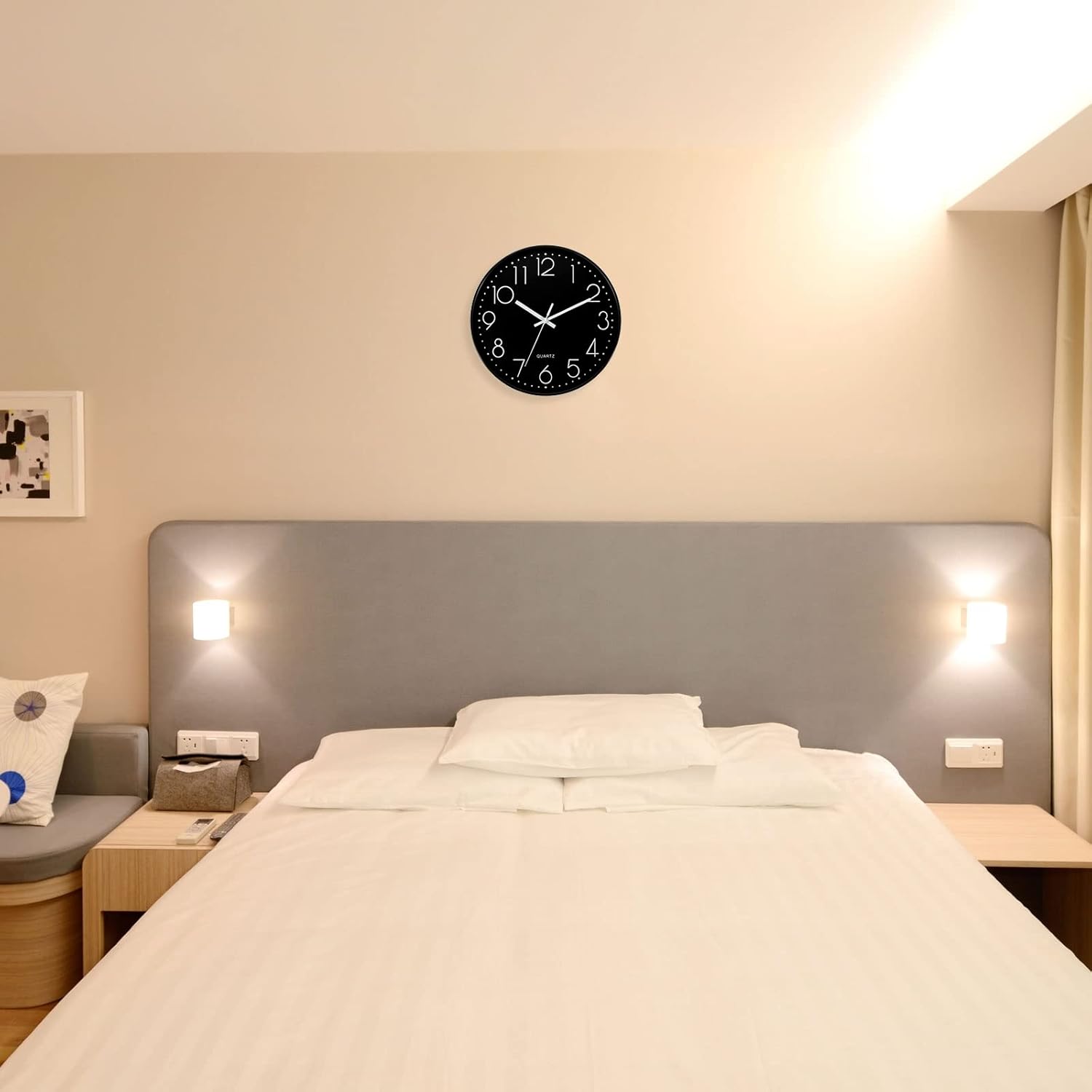 PATIKIL Reloj de pared de 12 pulgadas, funciona con pilas, silencioso, sin tictac, para decoración de oficina, dormitorio, color azul
