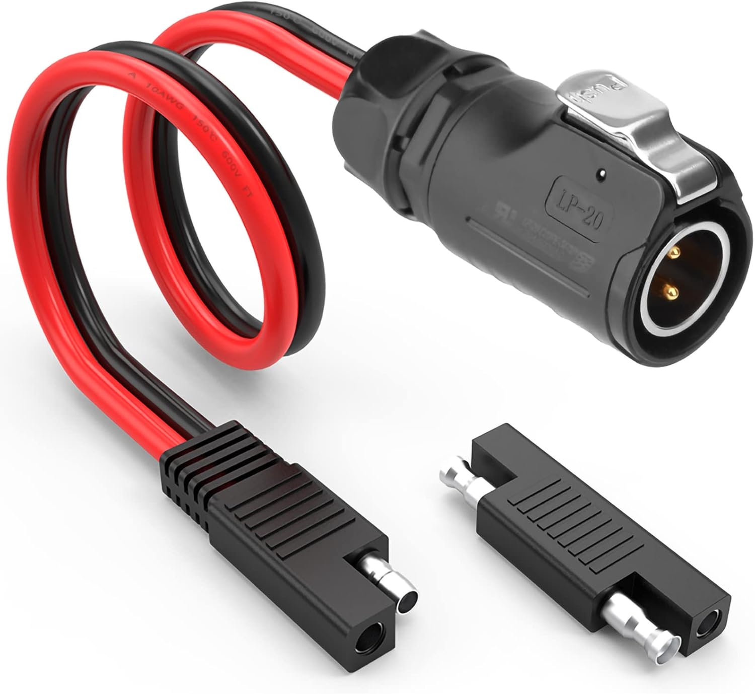 EXTRACTME 10AWG 2 Pin Power Industrial Circular Cable Adaptador a SAE, enchufe solar Furion a conector SAE, apto para Furrion, maleta de panel
