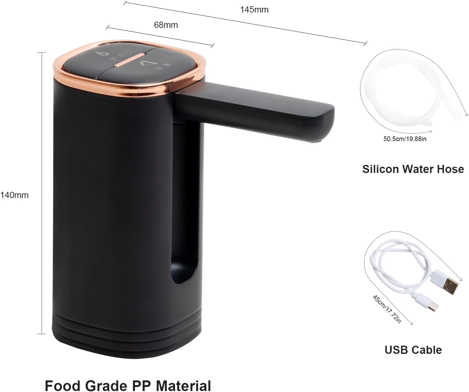Dispensador de agua plegable eléctrico ultrapuro de 5 galones con abrebotellas multifuncional, bomba automática de botella de agua portátil de carga