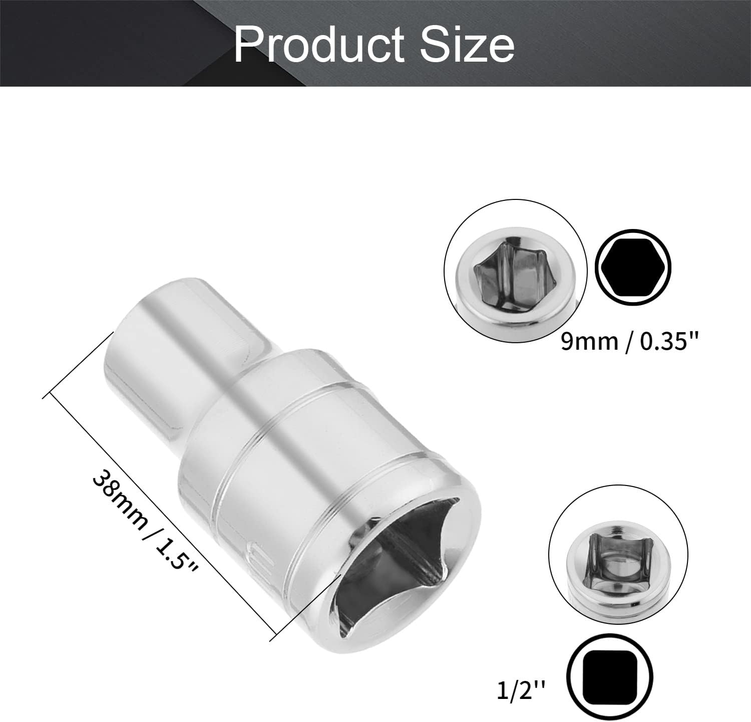 Utoolmart 12 pulgada de cabeza de accionamiento de broca hexagonal de 0.354 in, enchufes de acero CR-V, altura de 1.5 “(38 mm), herramientas de