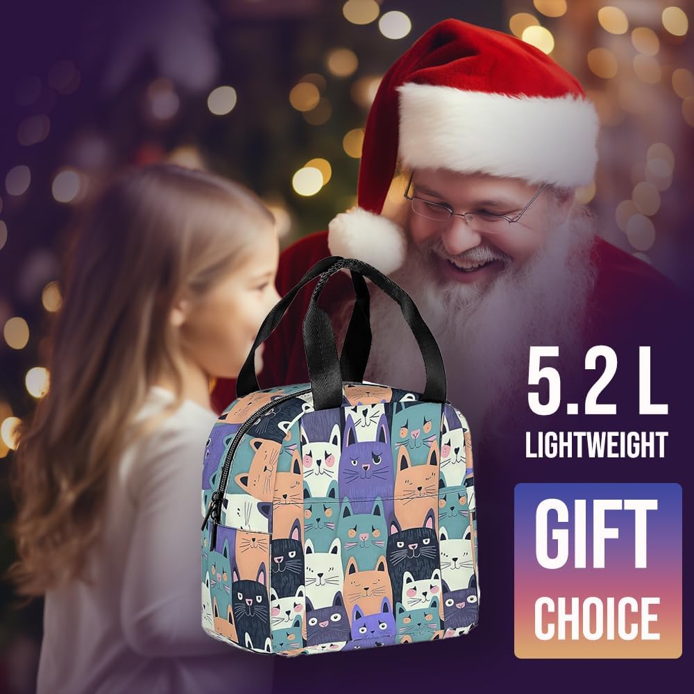 LUCYSMARSHOP – Lonchera para gatos pequeños para adolescentes, niñas, jóvenes y niñas para la escuela, simple y bonita, bolsa refrigeradora,