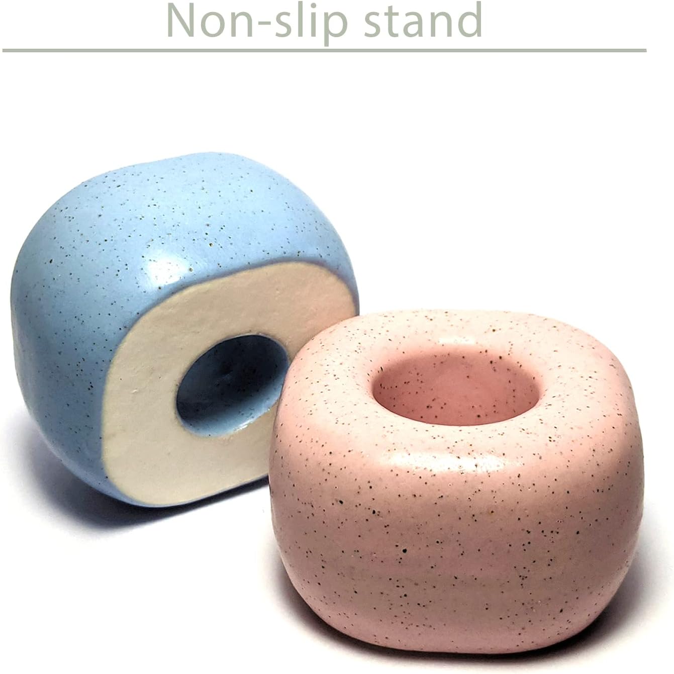 Mini soporte para cepillo de dientes, cerámica mate, anillo cuadrado pequeño y compacto, secado rápido, verde, paquete de 2