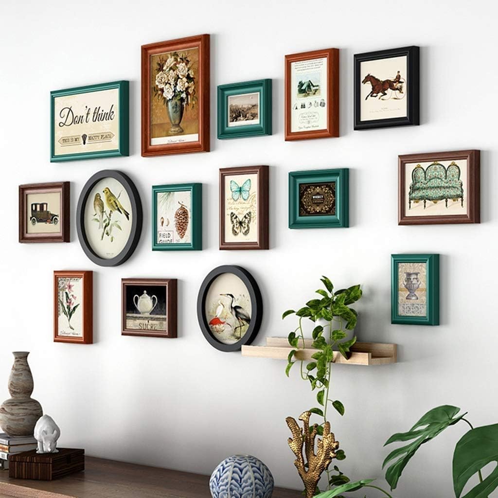 Juego de marcos, marcos de collage de galería de pared con plantilla para colgar, decoración de pared, sala de estar, dormitorio, marco de fotos de
