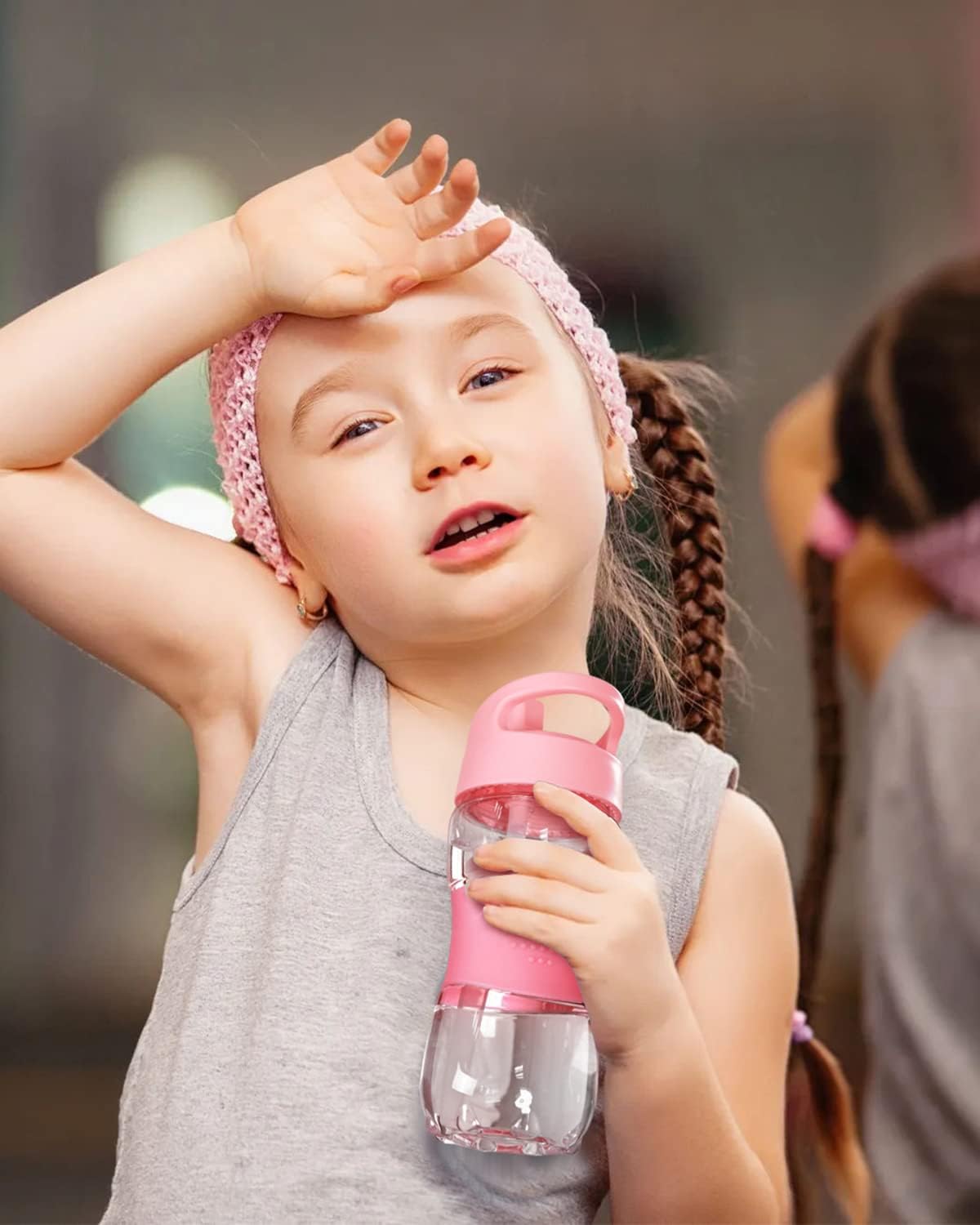 Sivaphe Botella de agua para niños con pajilla, 12 onzas, sin BPA, de plástico Tritan para niñas pequeñas, botella transparente para beber para el