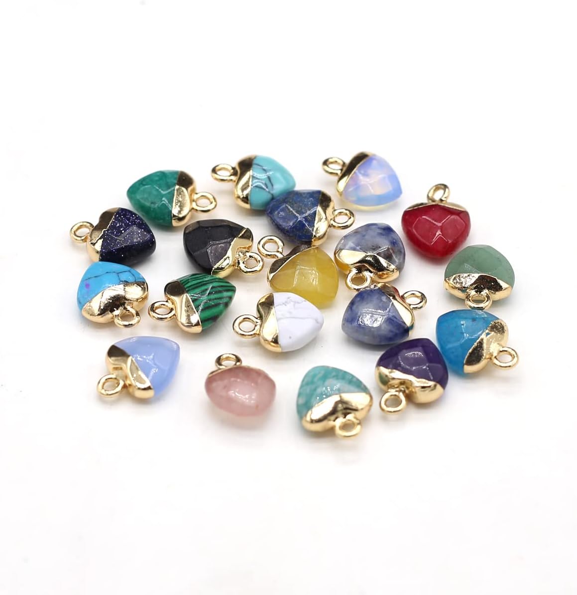 LE SKY 10 colgantes de piedra natural en forma de corazón mezclados de ágata de cristal para hacer joyas, collares, aretes, Piedra Ágata