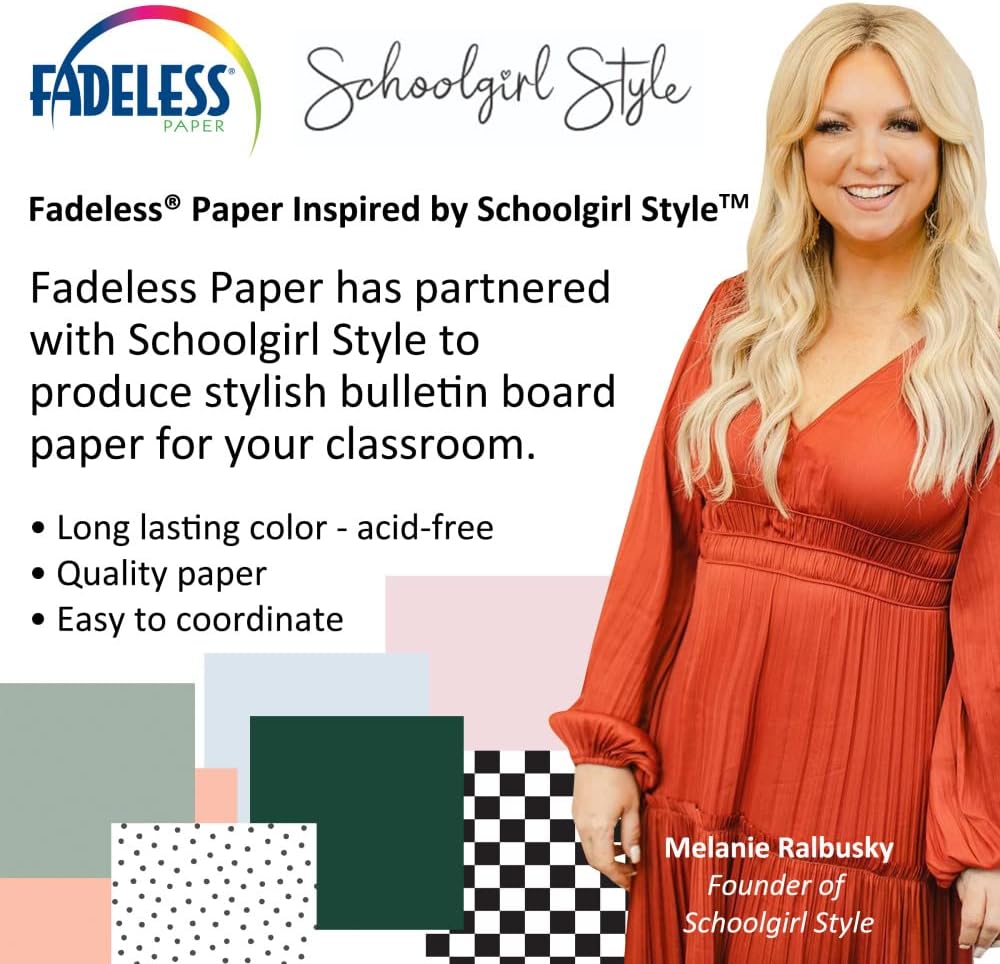 Fadeless Schoolgirl Style – Papel para tablón de anuncios, estilo retro, 48 pulgadas x 12 pies, 1 rollo