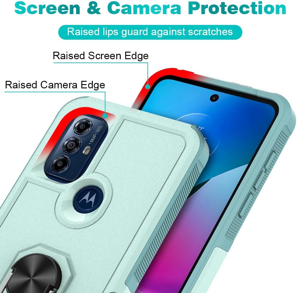 Oududianzi – Funda para teléfono Motorola Moto G Play 2023Moto PureMoto G Power 2022, con 2 protectores de pantalla, soporte giratorio de 360, funda