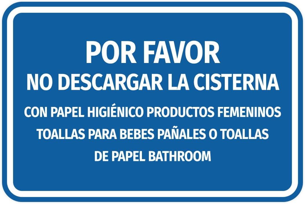 Signs ByLITA Classic Framed Por favor No Descargar la Cisterna Con Papel higiénico Productos Femeninos Toallas Para Bebes Pañales o Toallas De Papel