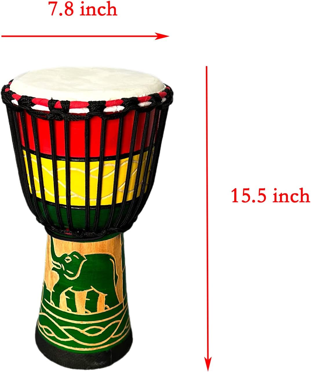BORIYAM – Tambor Djembe profesionalmente tallado a mano, cabeza de tambor de piel de cabra, pandereta estilo africano occidental, bongo, percusión