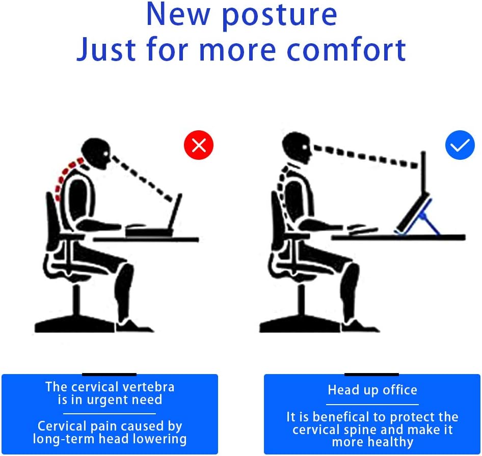 Soporte ajustable para laptop, soporte para computadora portátil con soporte integrado para teléfono, multiángulo y altura plegable para laptop con