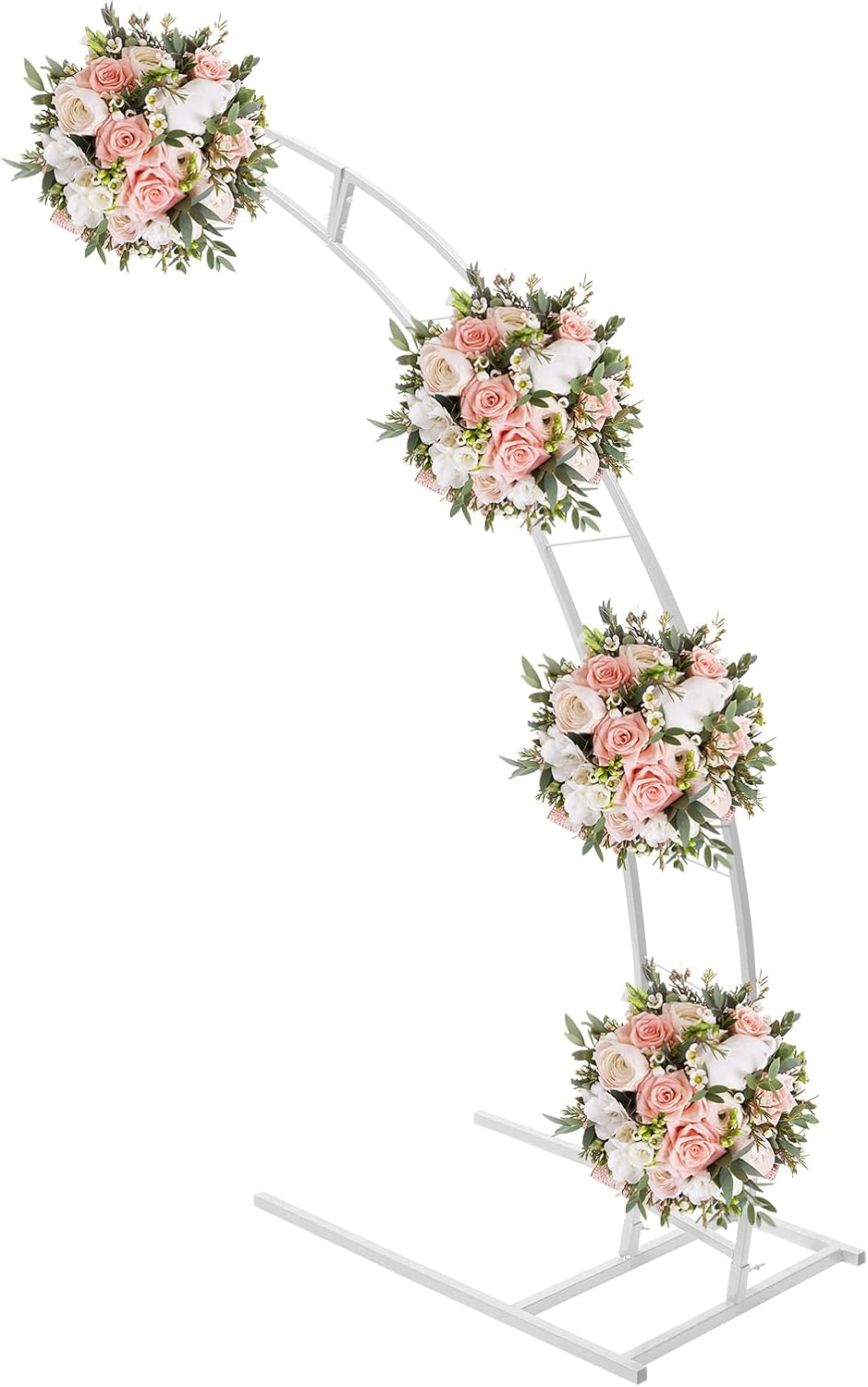 Soporte de arco de boda de metal dorado y blanco de 6.5 pies, marco de globos de flores curvas, enrejado de arco de jardín para interiores y