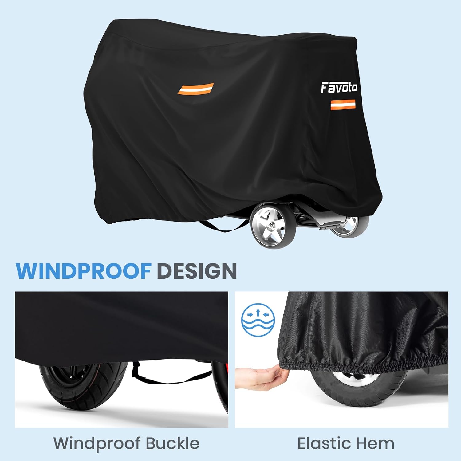 Favoto Funda impermeable para scooter de movilidad, tela Oxford 210D, cubierta de almacenamiento para viajes, resistente, resistente al viento, a