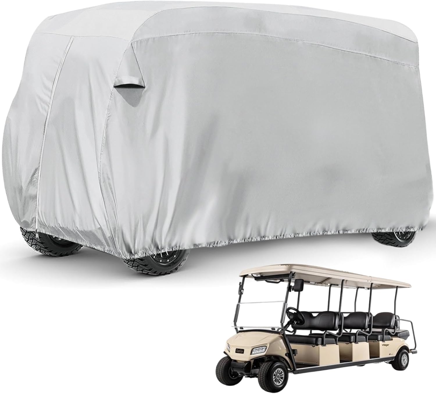 FEIJAZUM Funda impermeable para carrito de golf de 8 plazas, tela Oxford 420D, funda de almacenamiento extra grande para carrito de golf Club Car,